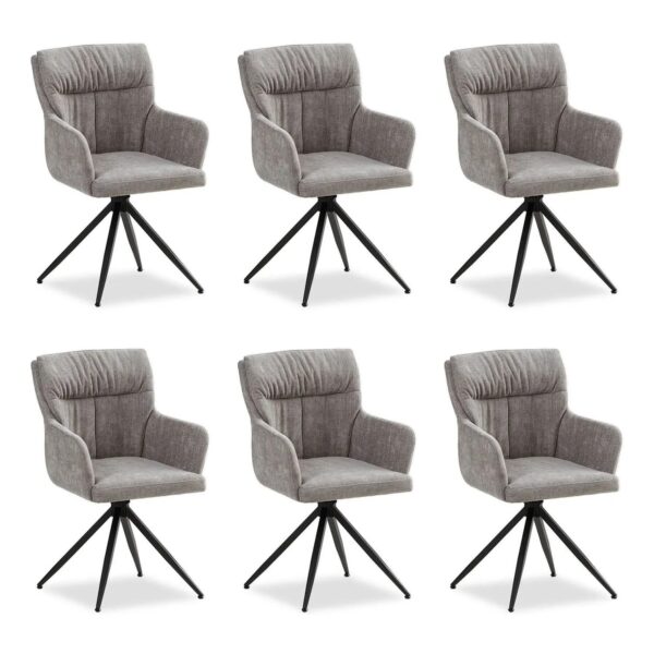 Homestyle4u 6er Set Polsterstühle Drehbar in Grau 2849