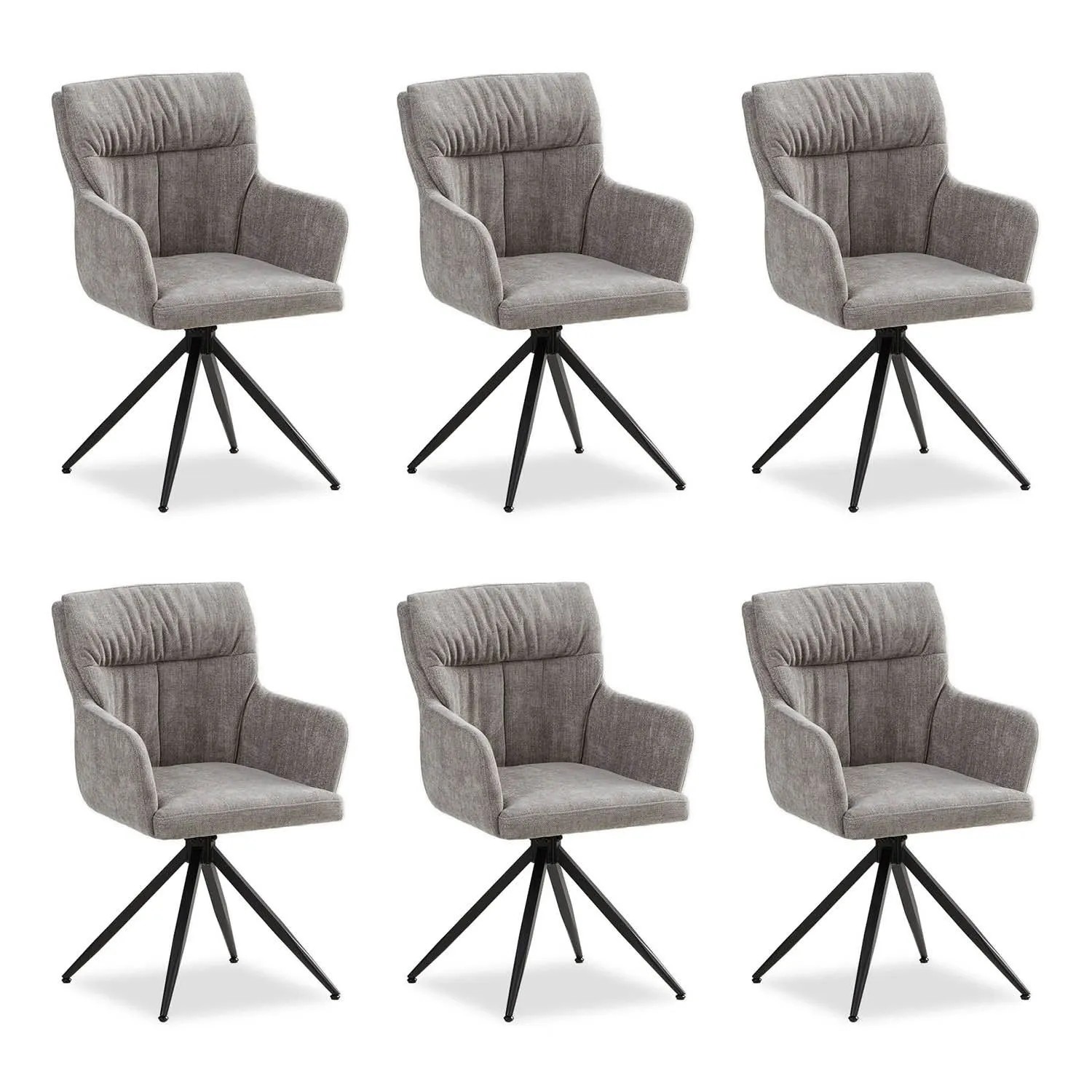 Homestyle4u 6er Set Polsterstühle Drehbar in Grau 2849