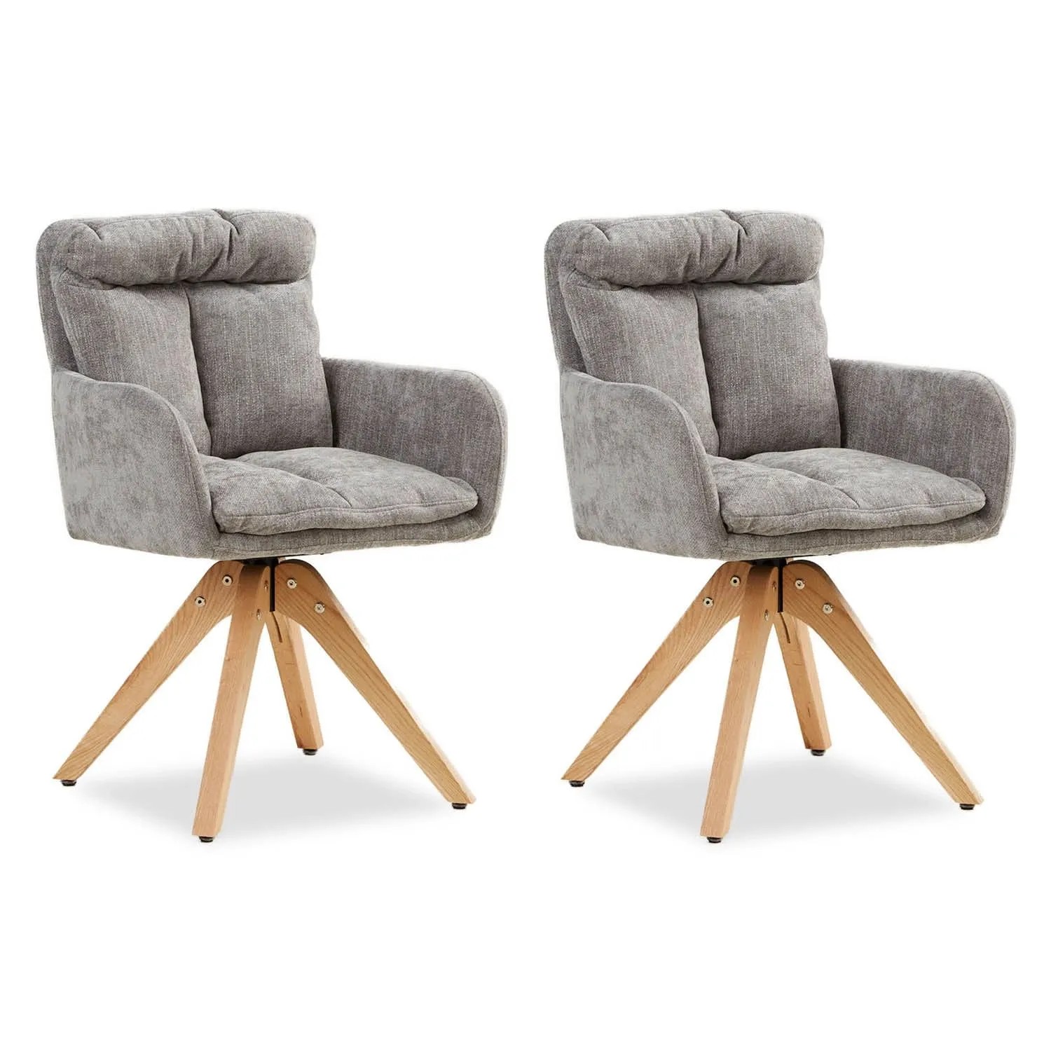 Homestyle4u 2er Set Polsterstühle Drehbar in Grau 2851