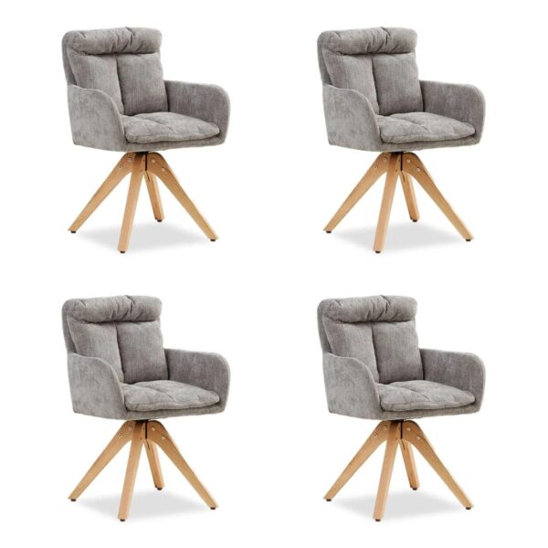 Homestyle4u 4er Set Polsterstühle Drehbar in Grau 2852