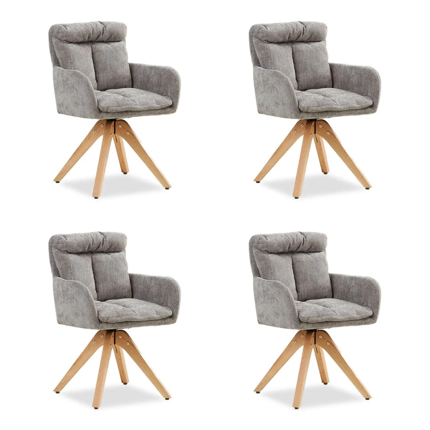 Homestyle4u 4er Set Polsterstühle Drehbar in Grau 2852