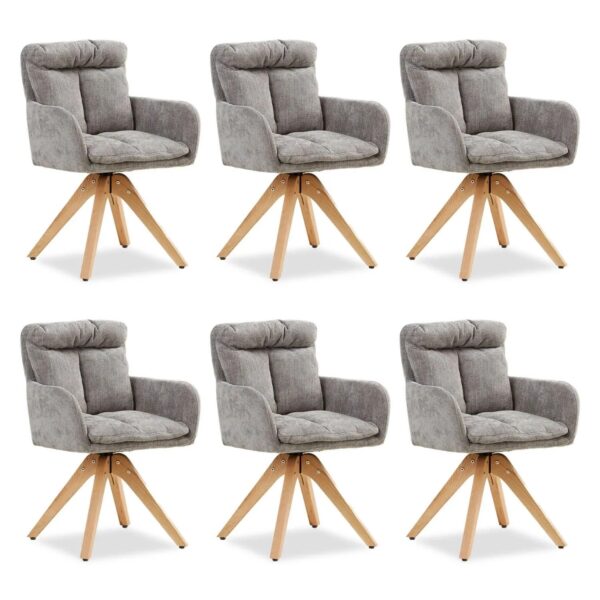 Homestyle4u 6er Set Polsterstühle Drehbar in Grau 2853
