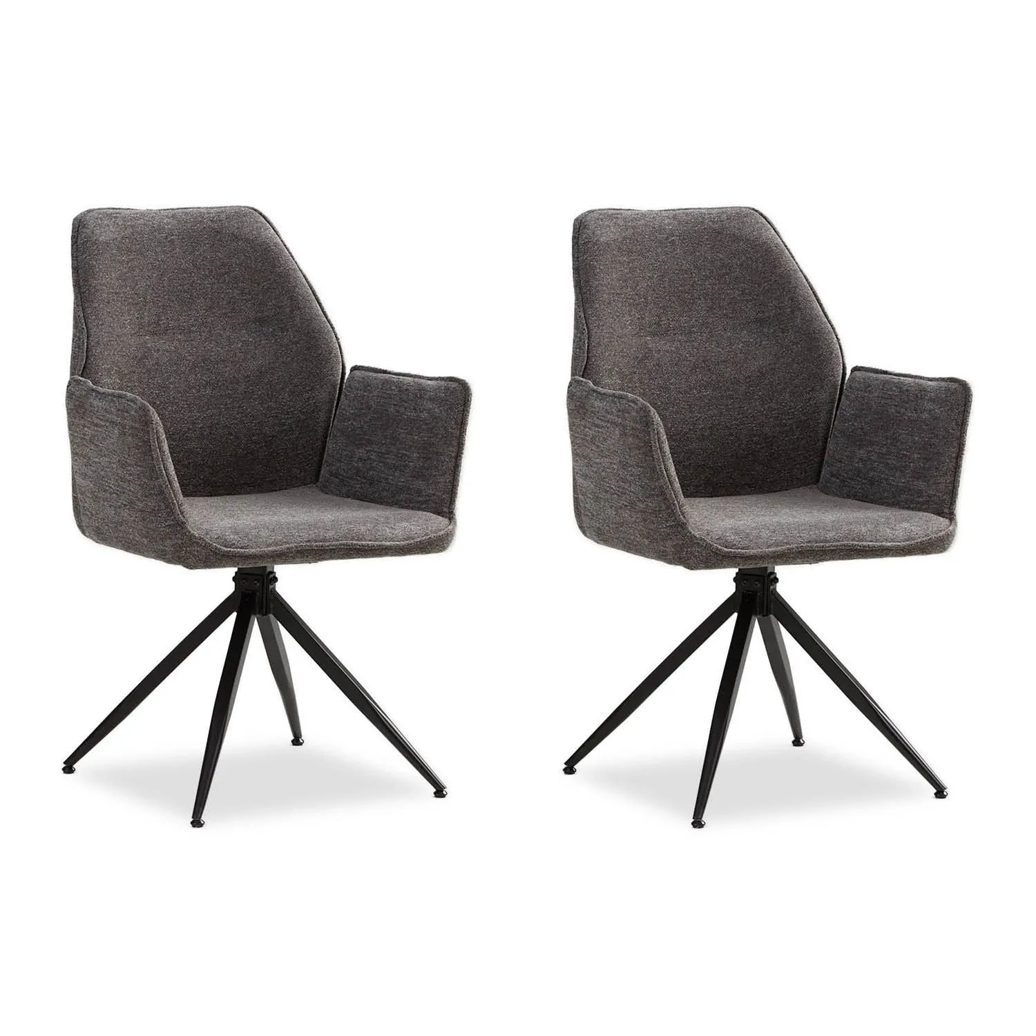 Homestyle4u 2er Set Polsterstühle Drehbar in Grau 2855
