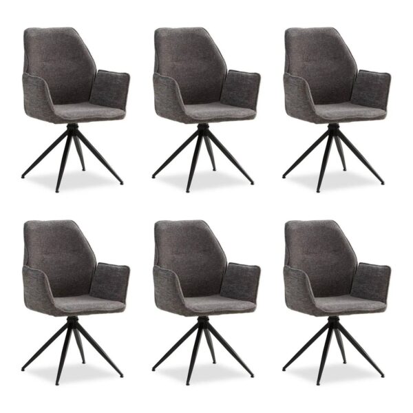 Homestyle4u 6er Set Polsterstühle Drehbar in Grau 2857