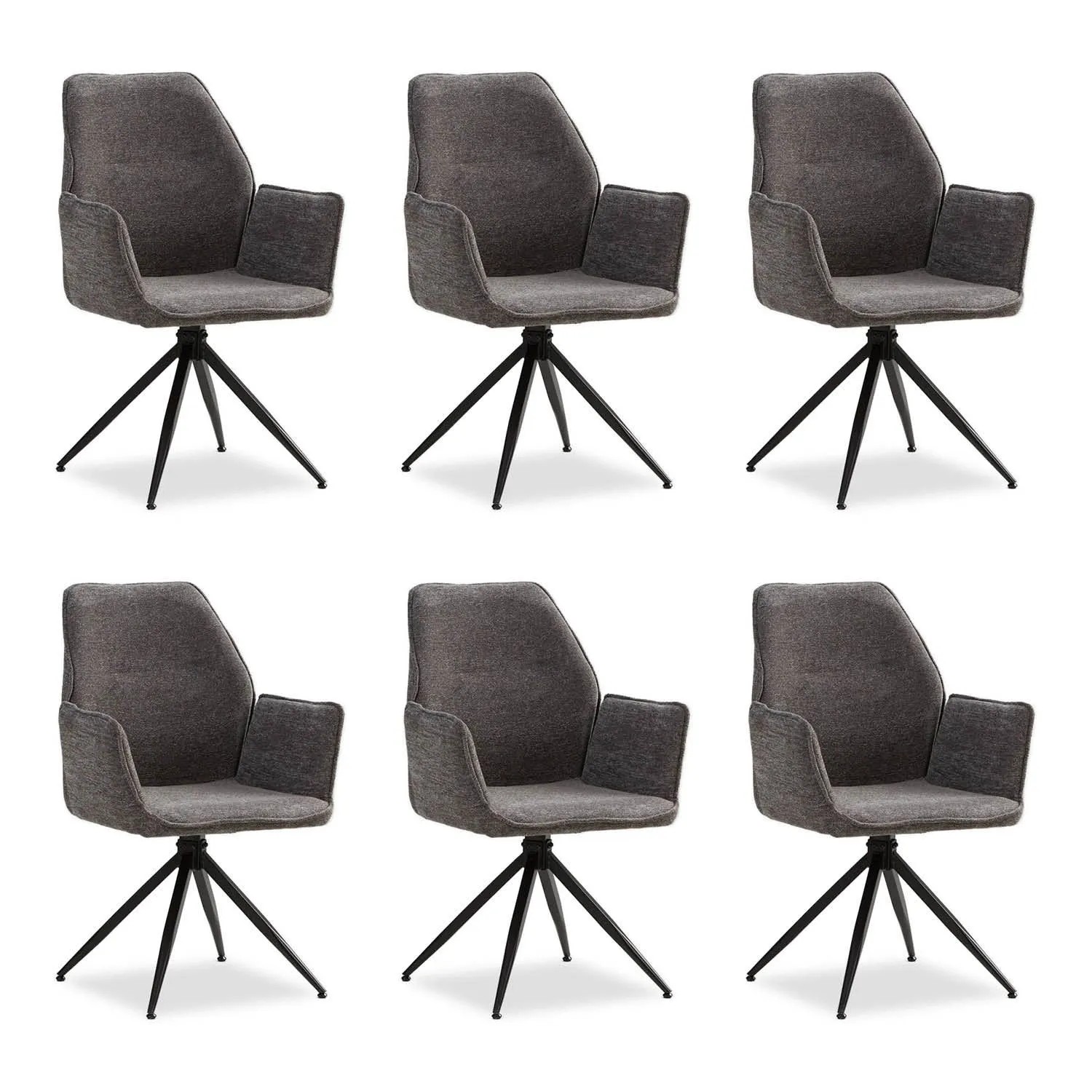 Homestyle4u 6er Set Polsterstühle Drehbar in Grau 2857