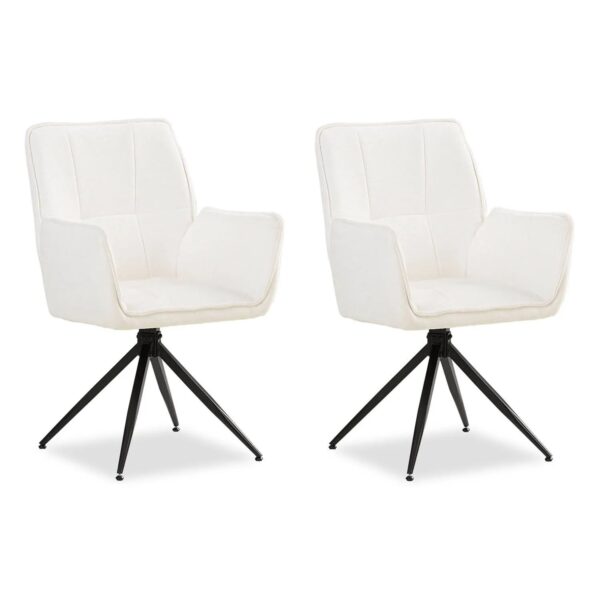 Homestyle4u 2er Set Polsterstühle Drehbar in Weiß 2859 Homestyle4u 2er Set Polsterstühle Drehbar in Weiß 2859