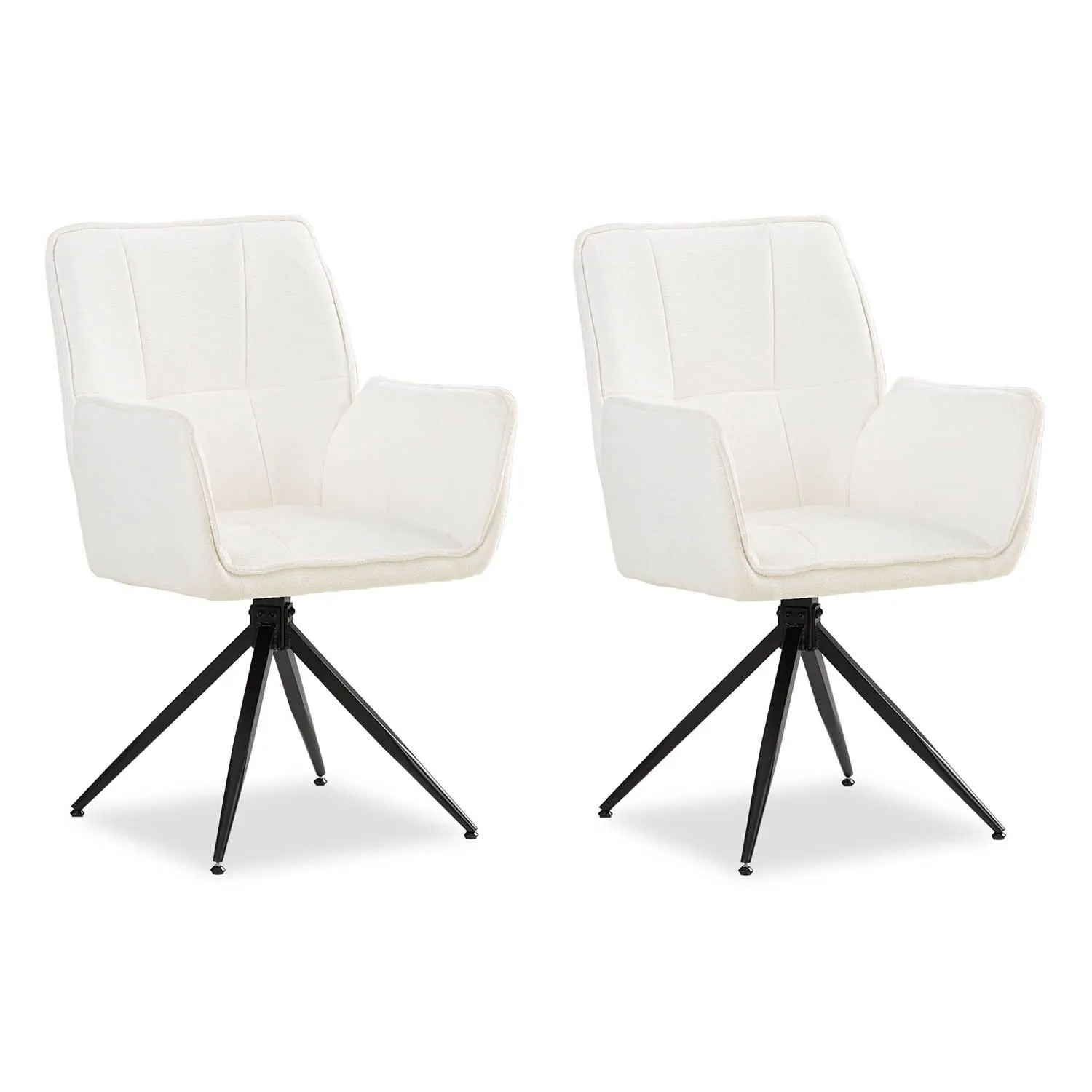 Homestyle4u 2er Set Polsterstühle Drehbar in Weiß 2859