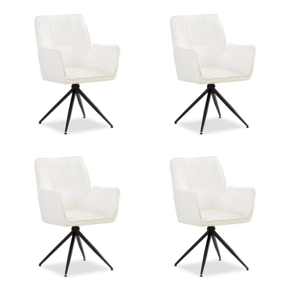 Homestyle4u 4er Set Polsterstühle Drehbar in Weiß 2860