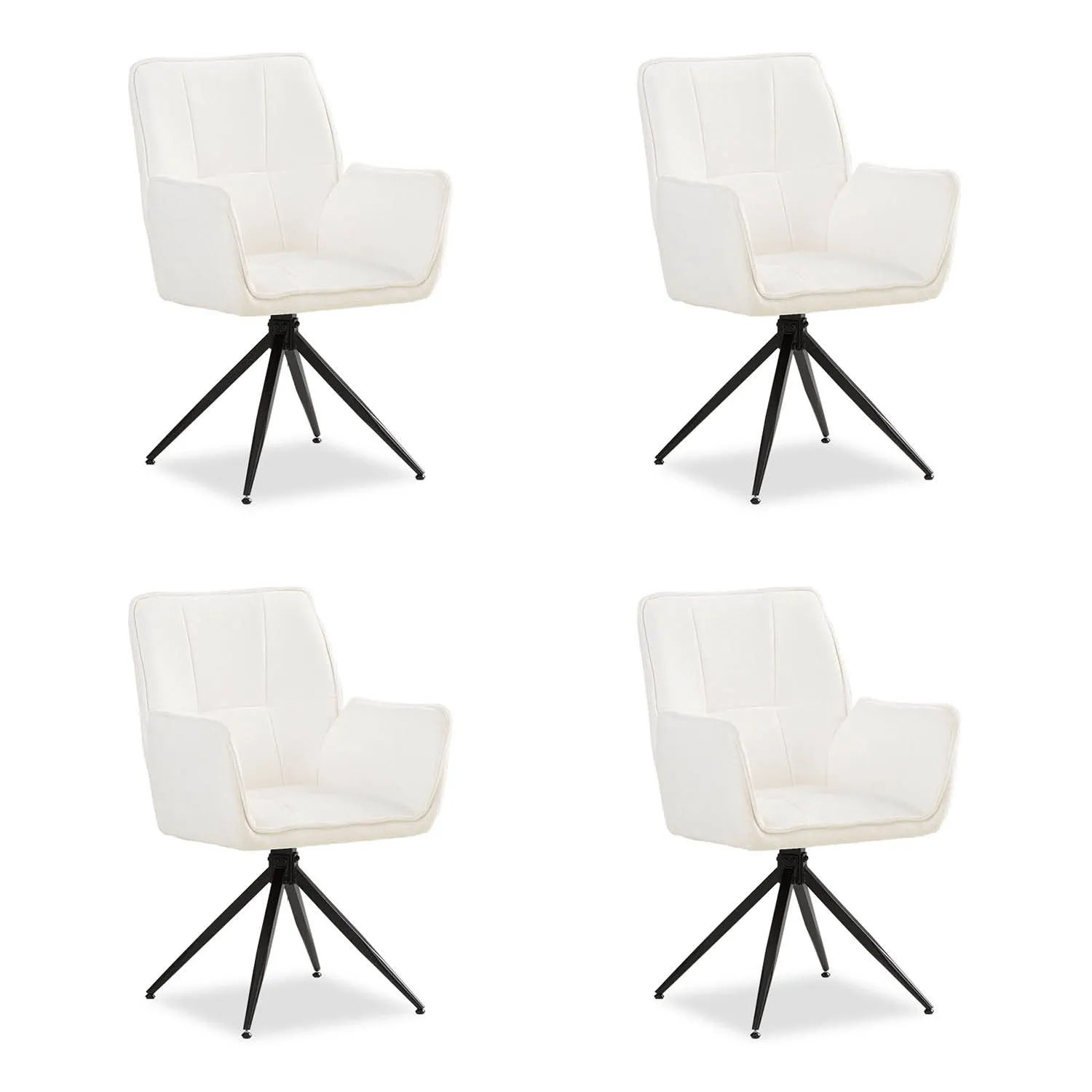 Homestyle4u 4er Set Polsterstühle Drehbar in Weiß 2860