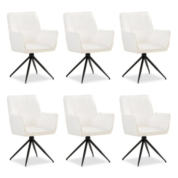 Homestyle4u 6er Set Polsterstühle Drehbar in Weiß 2861