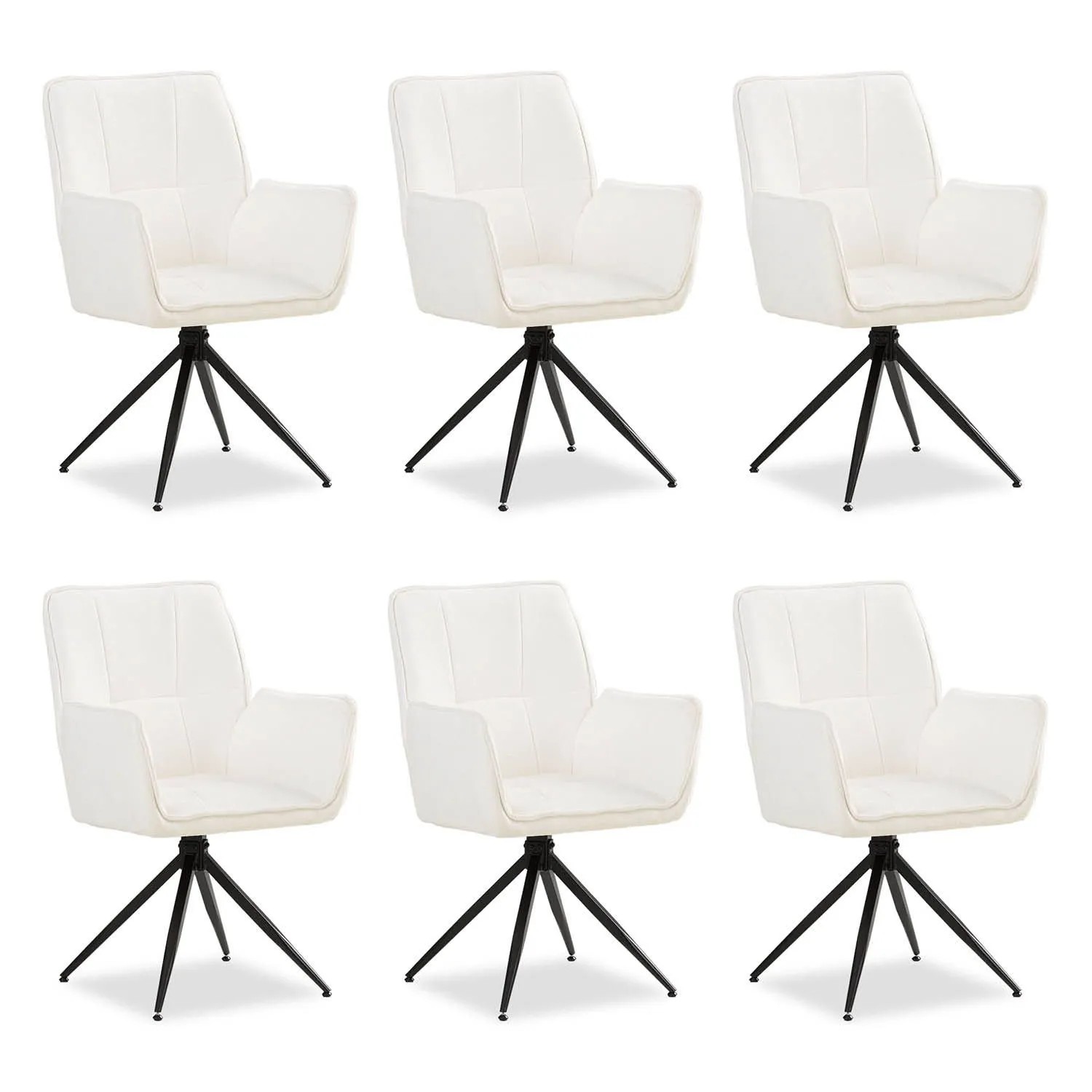 Homestyle4u 6er Set Polsterstühle Drehbar in Weiß 2861