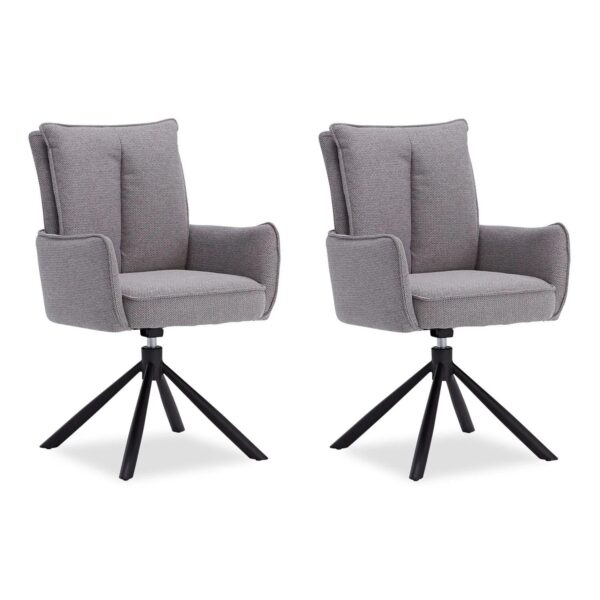 Homestyle4u Polsterstuhl Stoff Grau Drehbar 2er Set 3063