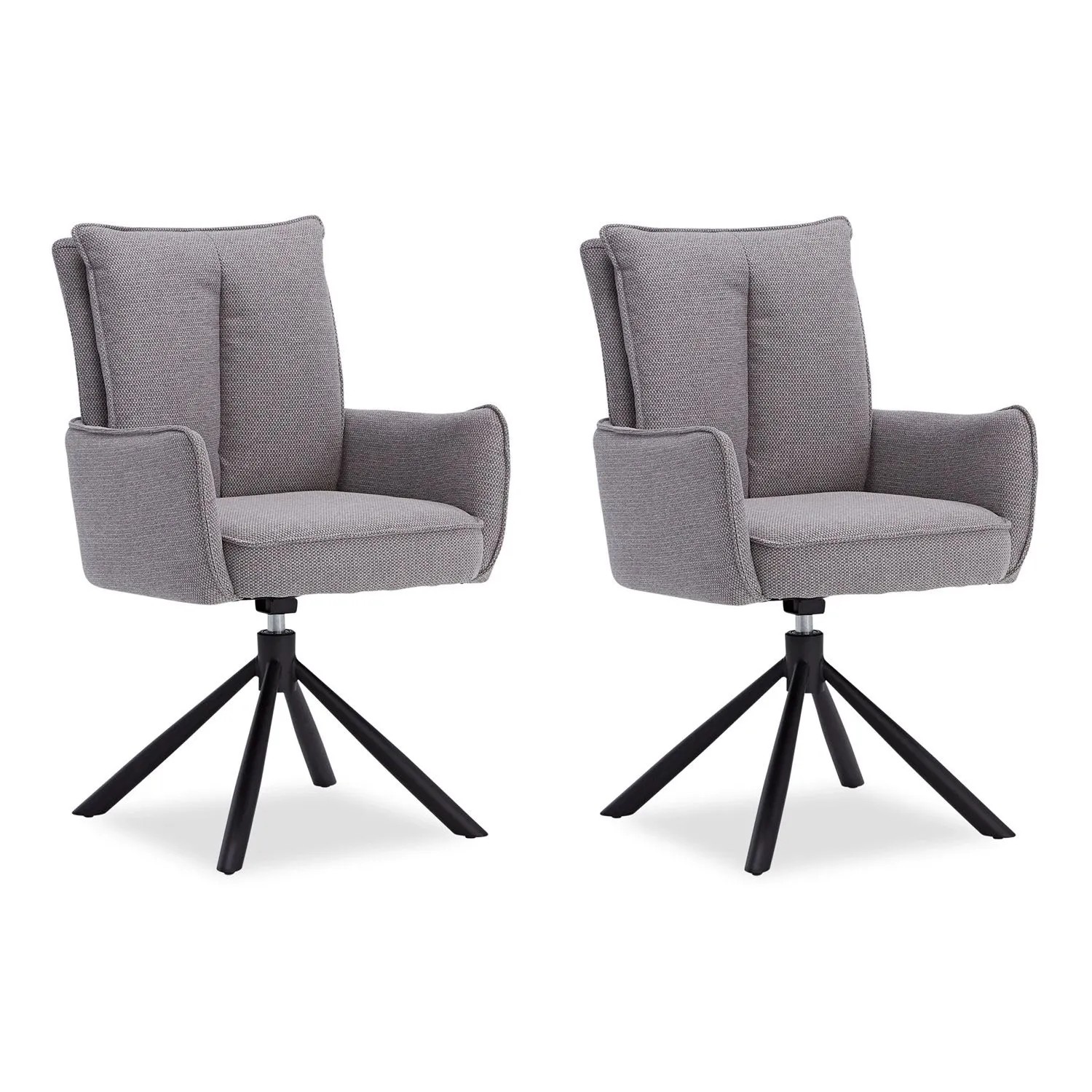 Homestyle4u Polsterstuhl Stoff Grau Drehbar 2er Set 3063