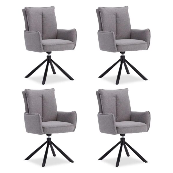 Homestyle4u Polsterstuhl Stoff Grau Drehbar 4er Set 3064