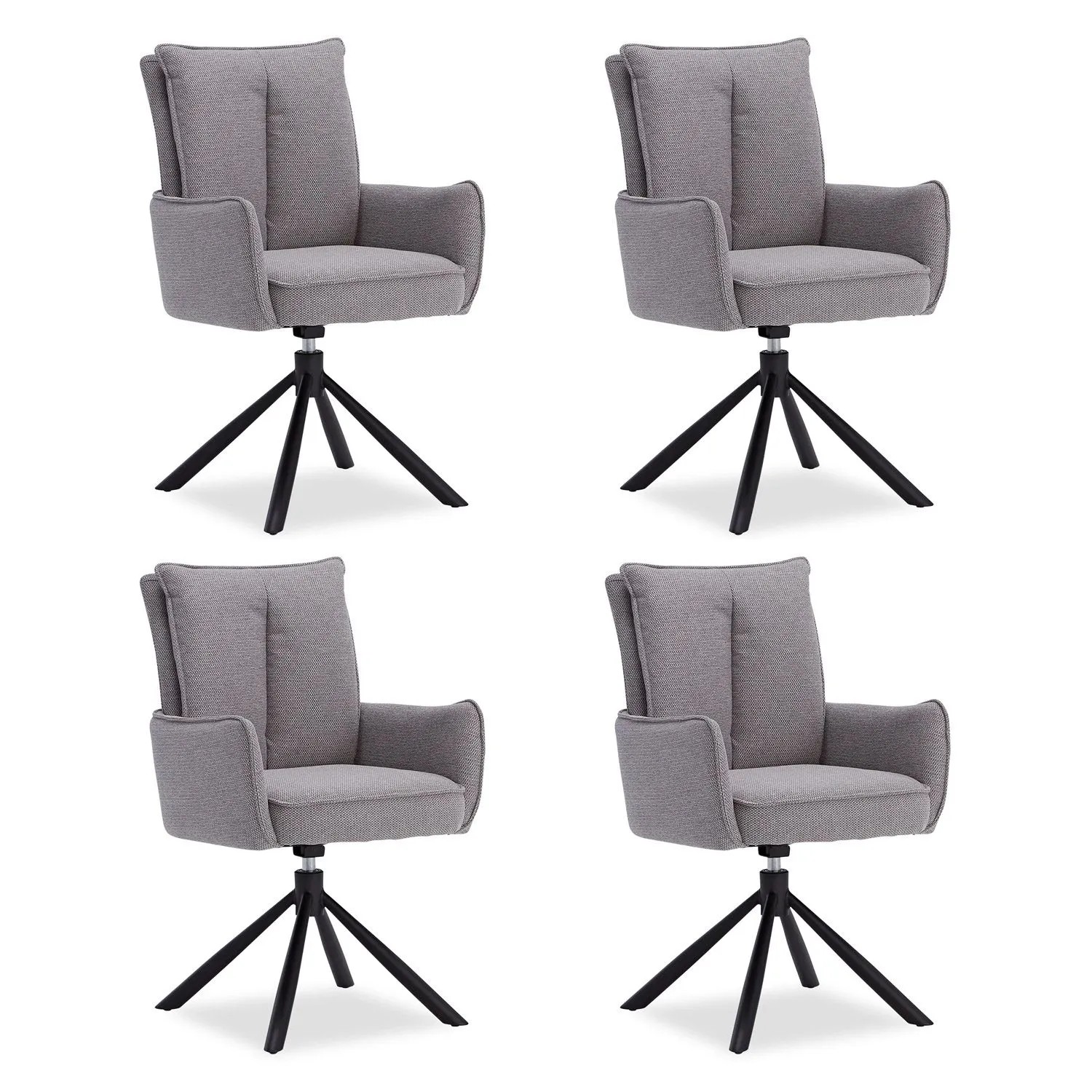 Homestyle4u Polsterstuhl Stoff Grau Drehbar 4er Set 3064