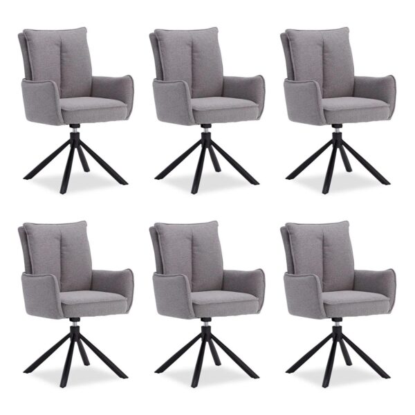 Homestyle4u Polsterstuhl Stoff Grau Drehbar 6er Set 3065