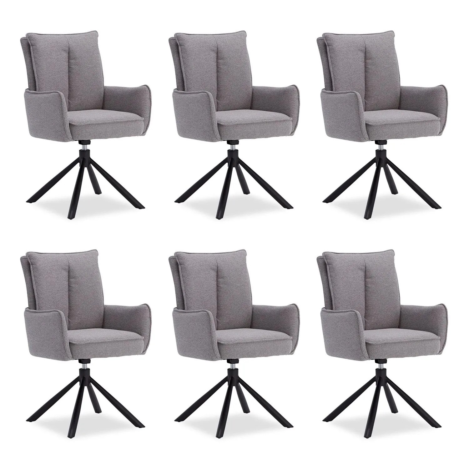 Homestyle4u Polsterstuhl Stoff Grau Drehbar 6er Set 3065