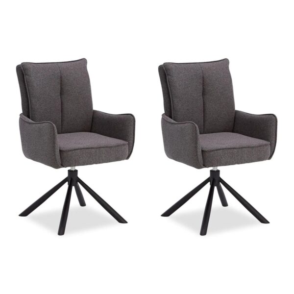 Homestyle4u Polsterstuhl Stoff Anthrazit Drehbar 2er Set 3066