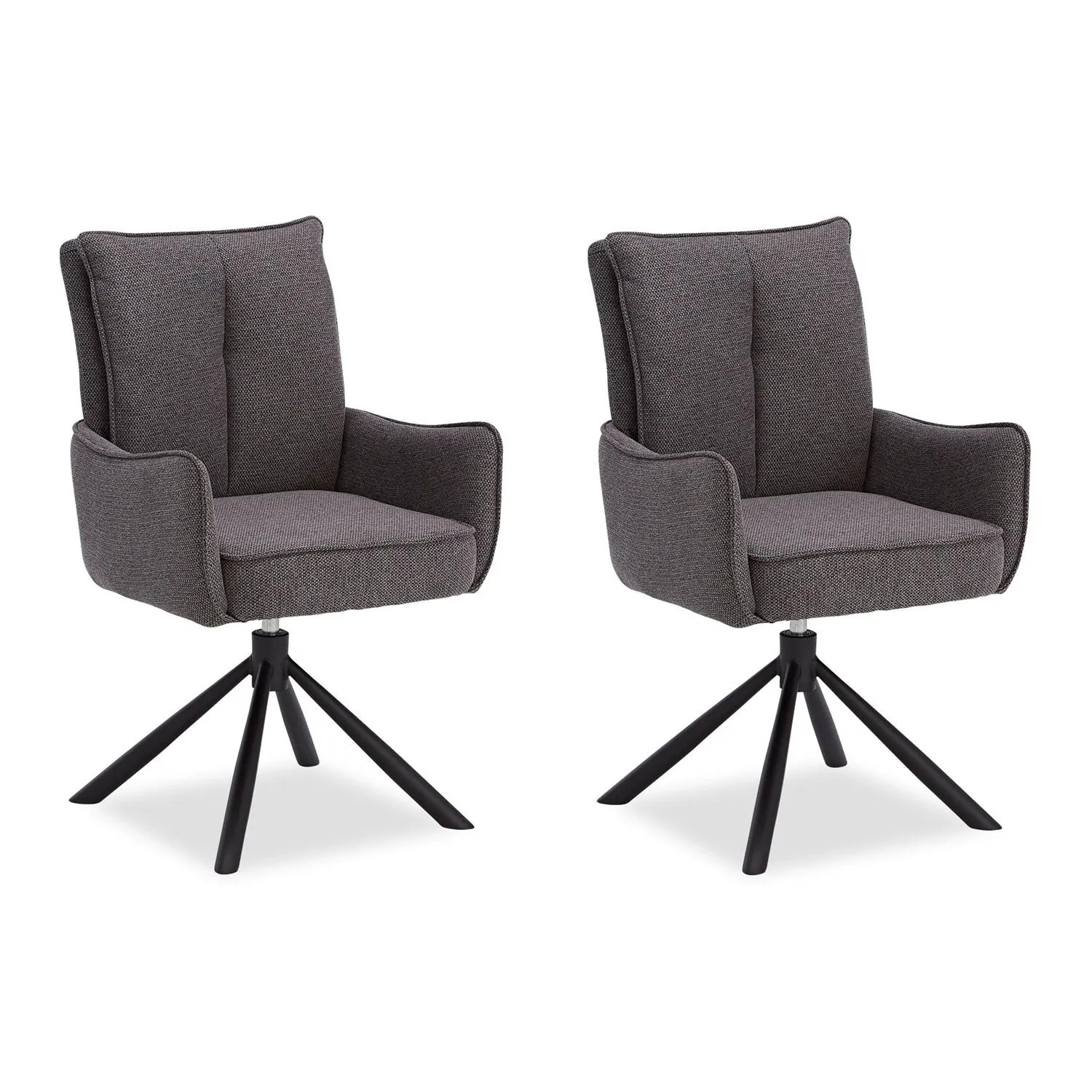 Homestyle4u Polsterstuhl Stoff Anthrazit Drehbar 2er Set 3066