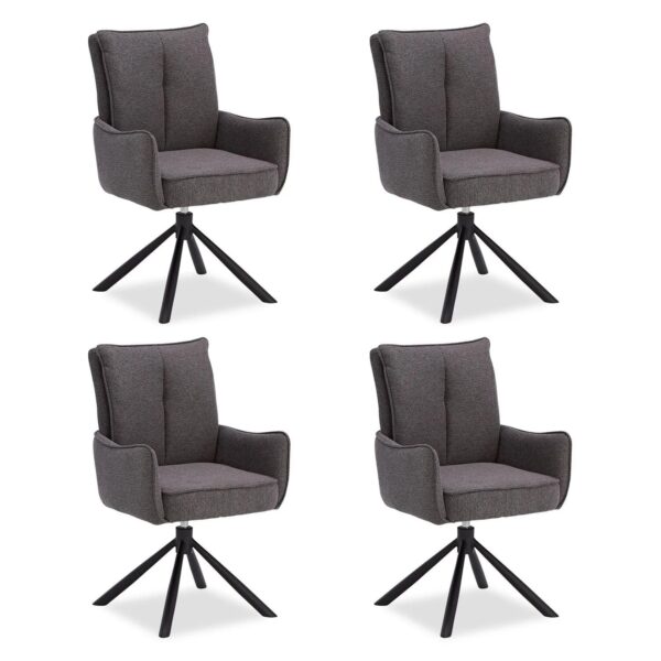 Homestyle4u Polsterstuhl Stoff Anthrazit Drehbar 4er Set 3067