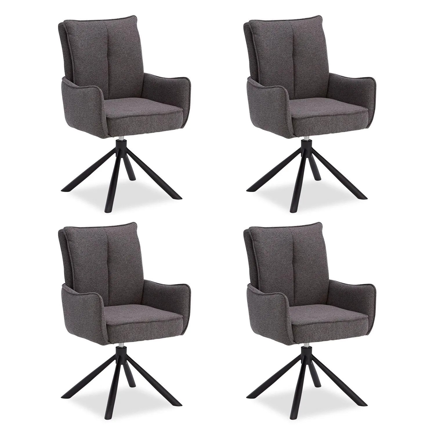Homestyle4u Polsterstuhl Stoff Anthrazit Drehbar 4er Set 3067
