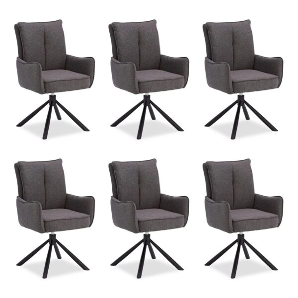 Homestyle4u Polsterstuhl Stoff Anthrazit Drehbar 6er Set 3068