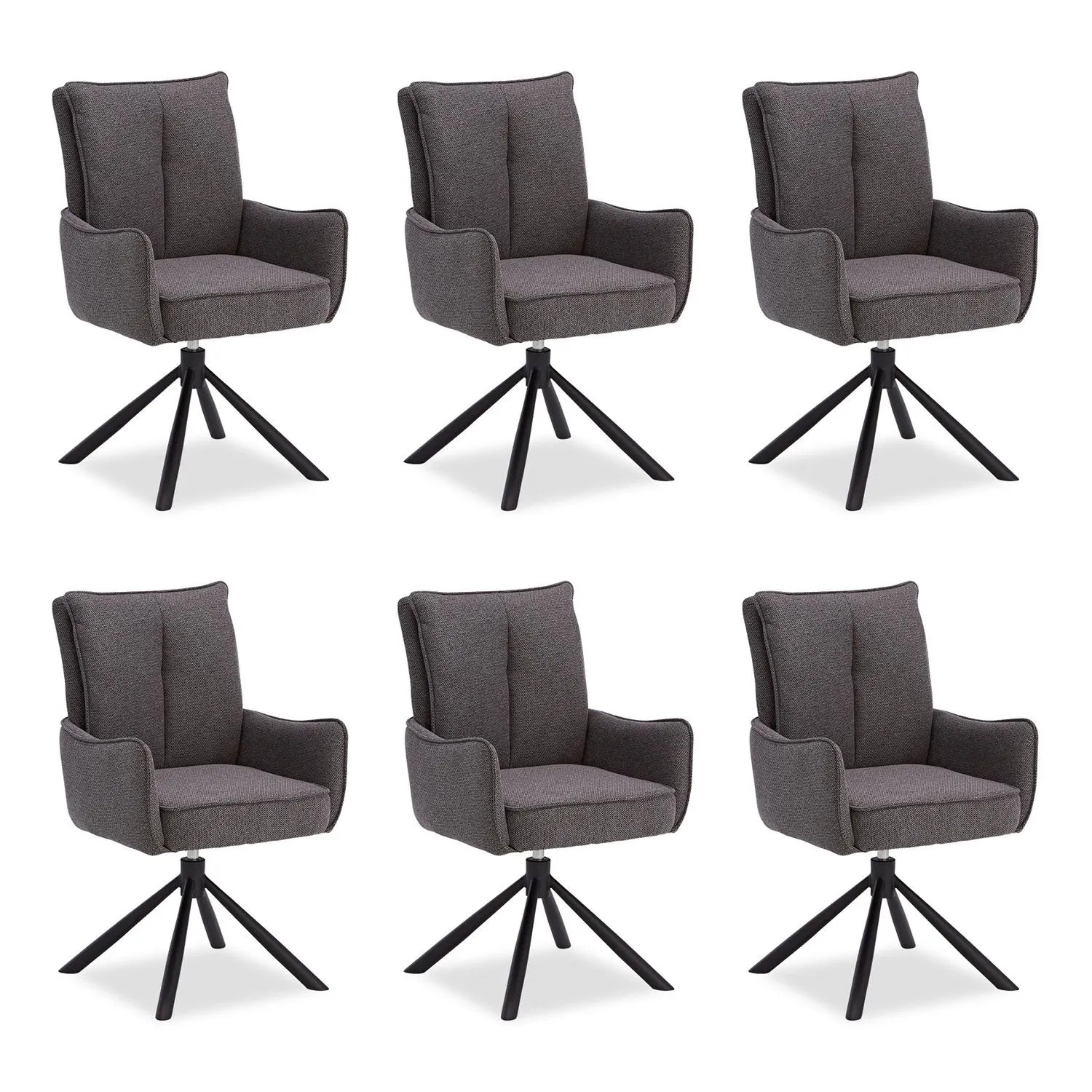 Homestyle4u Polsterstuhl Stoff Anthrazit Drehbar 6er Set 3068