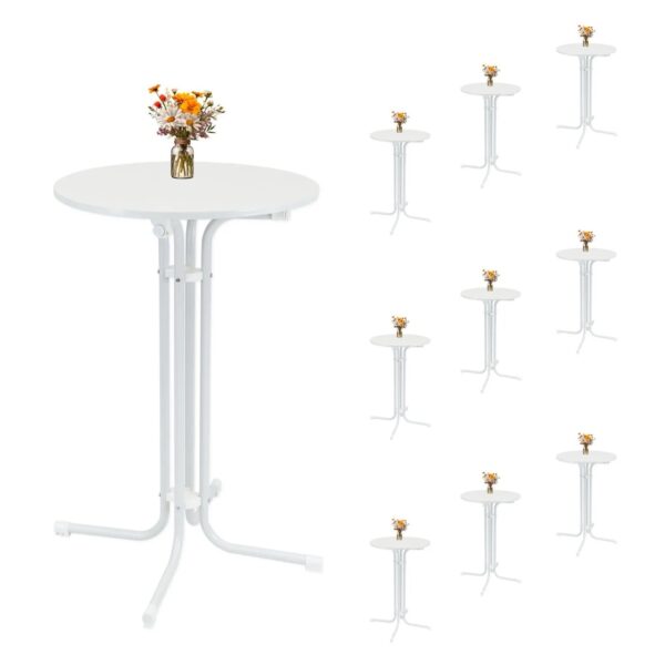TRUTZHOLM 10x Stehtisch Klappbar Durchmesser 70 cm Höhe 110 cm Stahl Weiß TRUTZHOLM 10x Stehtisch Klappbar Durchmesser 70 cm Höhe 110 cm Stahl Weiß
