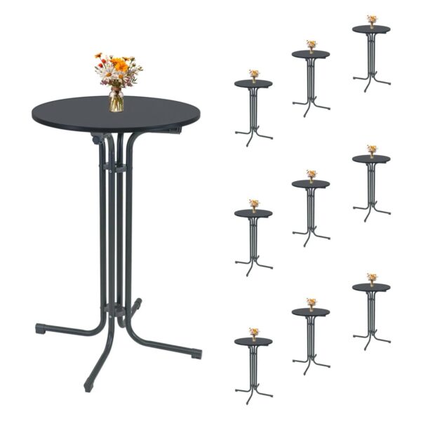 TRUTZHOLM 10x Stehtisch Klappbar Durchmesser 70 cm Höhe 110 cm Stahl Anthrazit