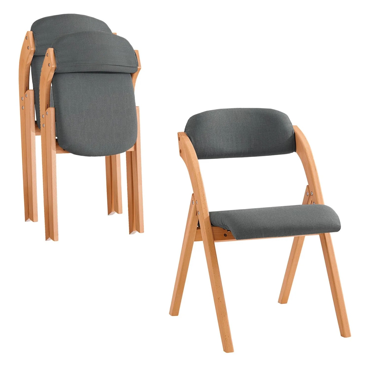 SoBuy 2er Set Esszimmerstuhl Klappstuhl Küchenstuhl Polsterstuhl mit Lehne Dunkelgrau FST92-SGx2