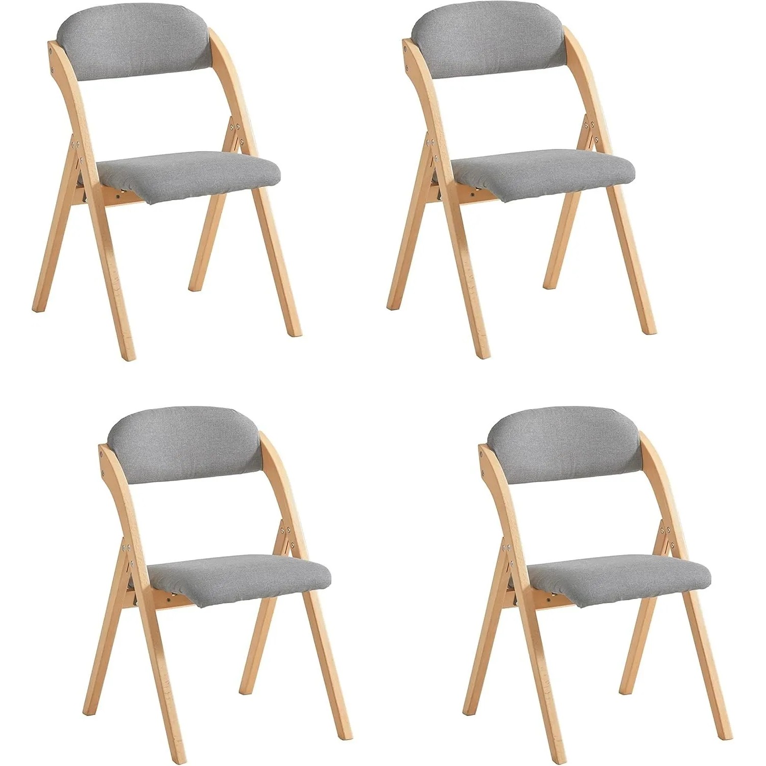 SoBuy 4er Set Esszimmerstuhl Klappstuhl Küchenstuhl Polsterstuhl mit Lehne Grau FST92-Nx4