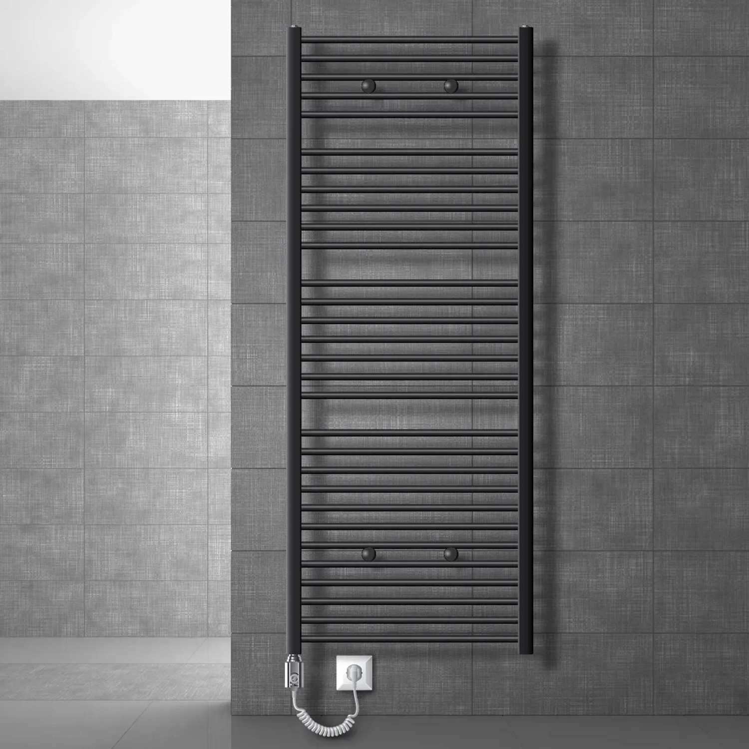 LuxeBath Badheizkörper Elektrisch 750x1800 mm Anthrazit Gerade Heizstab 1200W