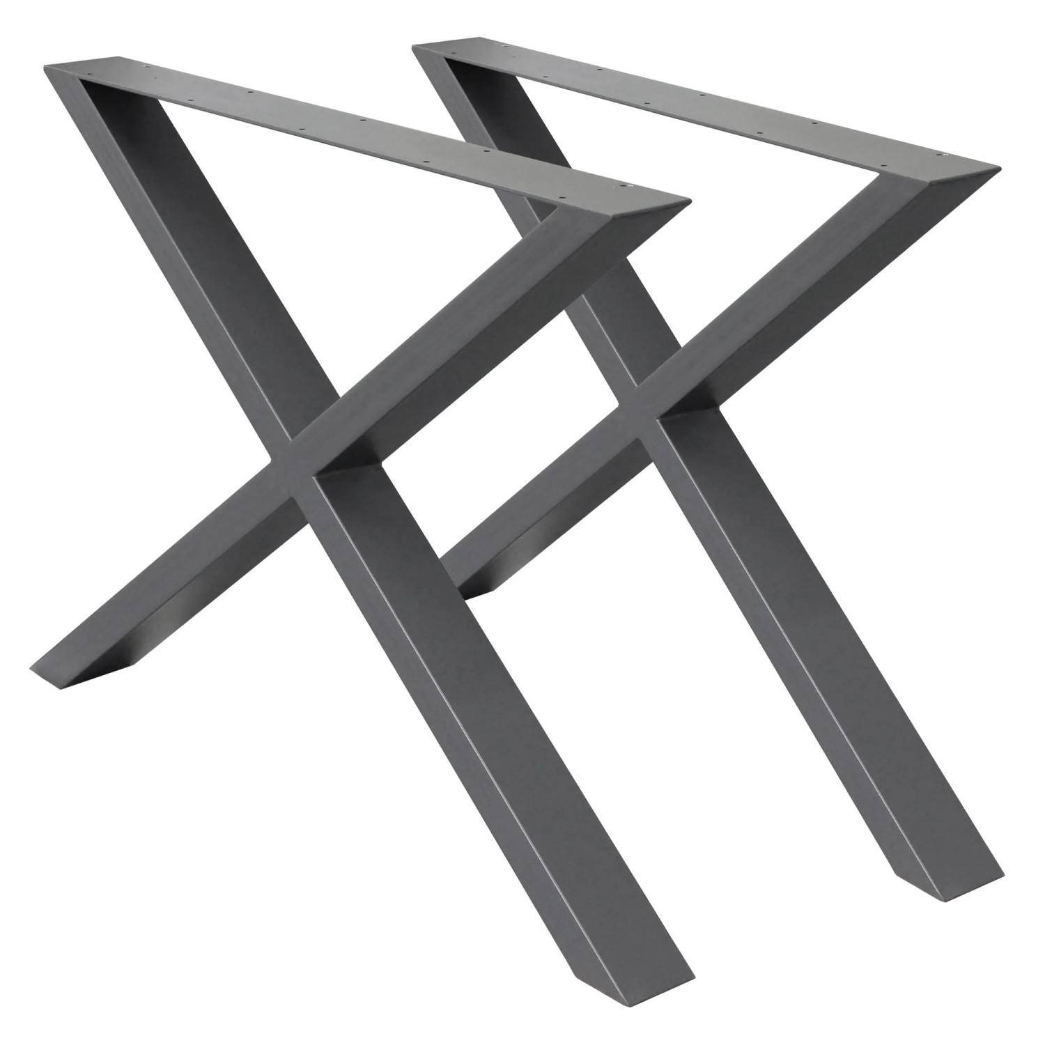 ECD Germany 2x Tischbeine X-Design X-Form 60 x 72 cm Anthrazit Industriedesign