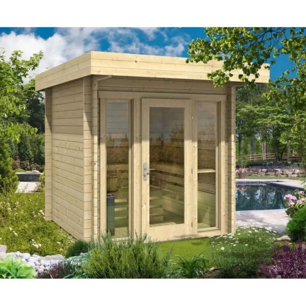 Finntherm Gartensauna Lupoa-44 Naturbelassen 259 cm x 294 cm Wandstärke 44 mm