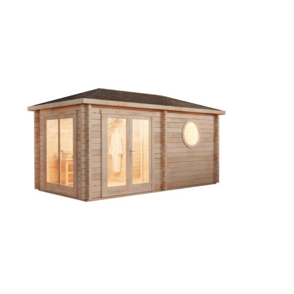 Finntherm Gartensauna Pori-70 Naturbelassen 495 cm x 254 cm Wandstärke 70 mm