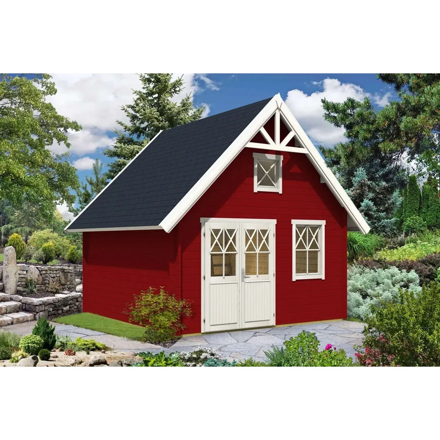 Alpholz Gartenhaus Schwedenhaus 44 Tauchimprägniert 461 cm x 472 cm