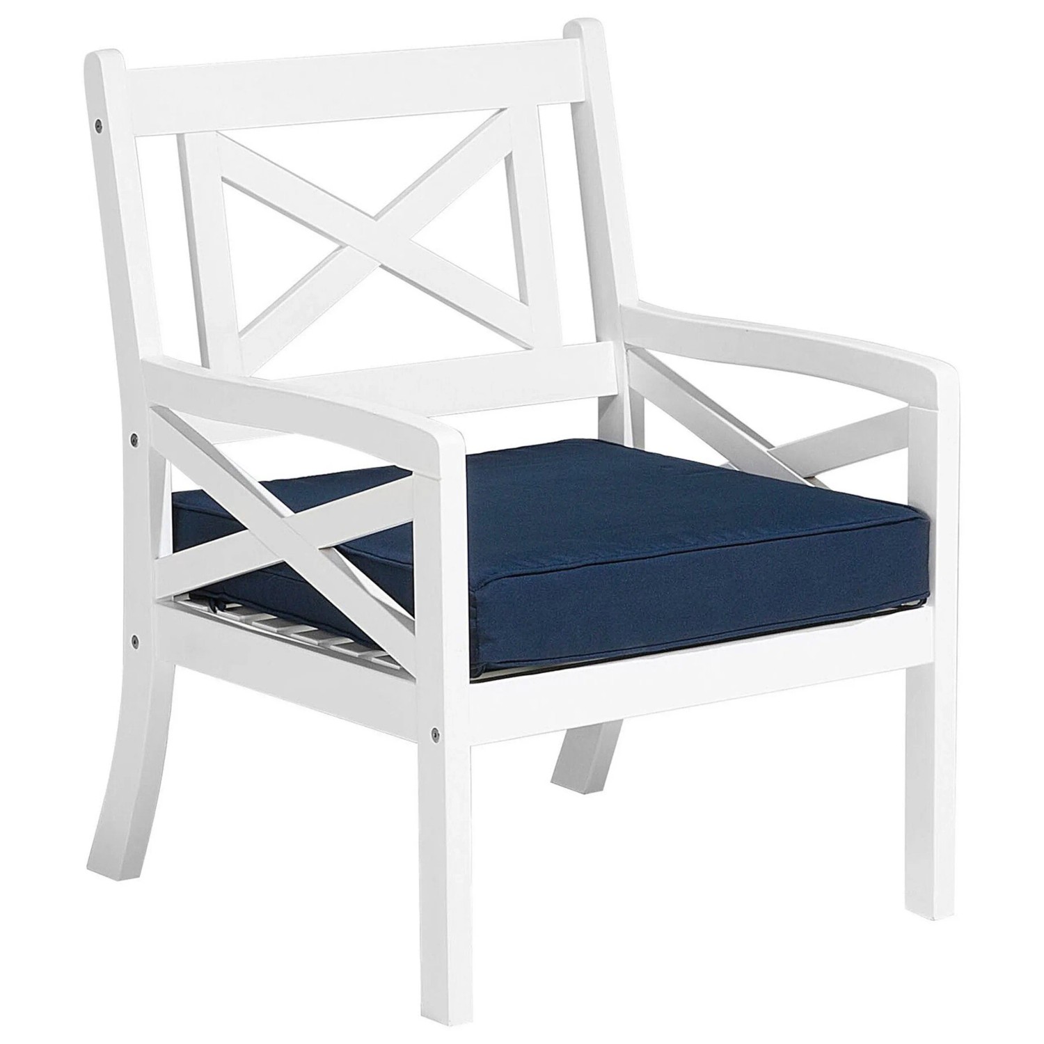 Beliani Gartenstuhl Weiss Blau 69x65x90