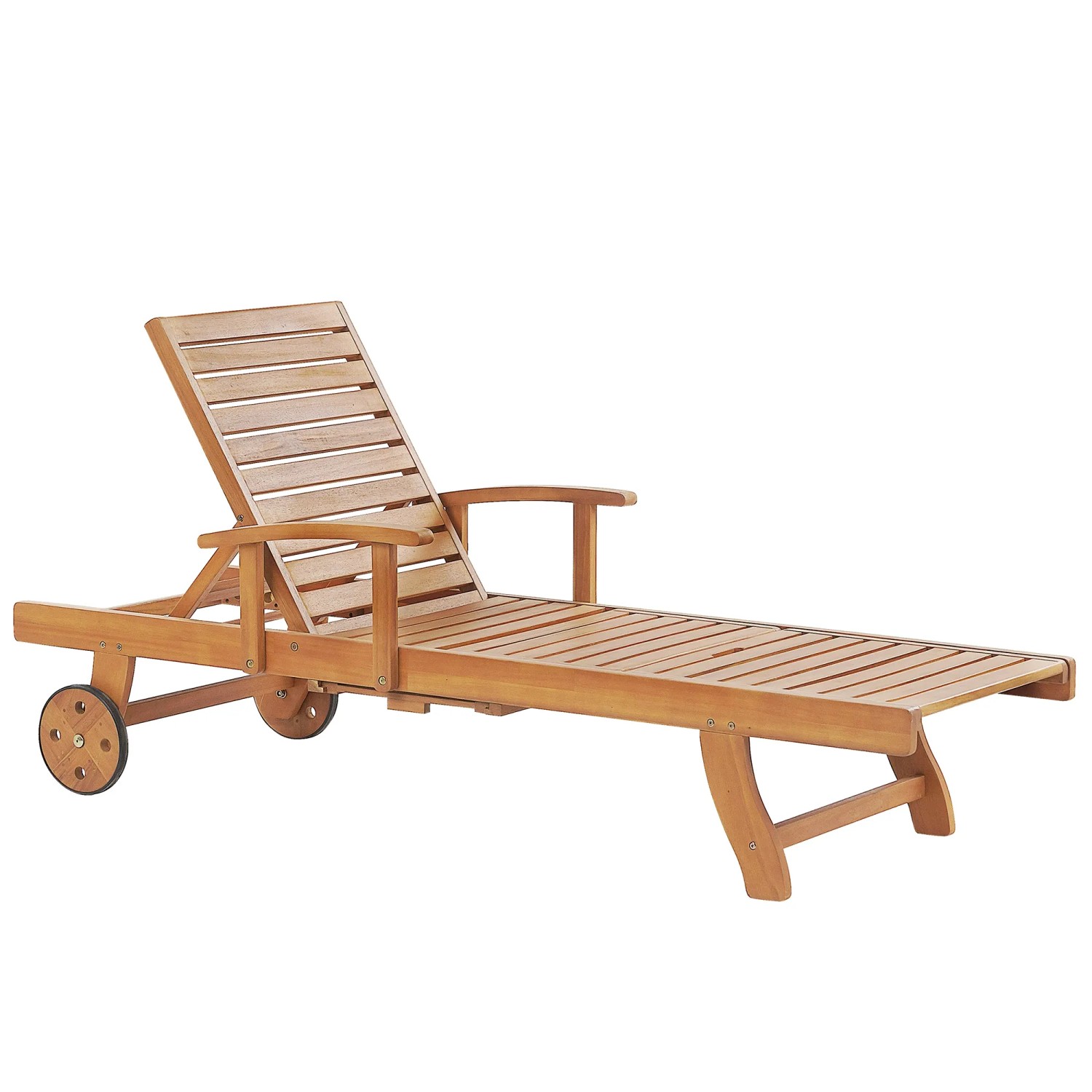 Beliani Gartenliege Heller Holzfarbton 196x64x74