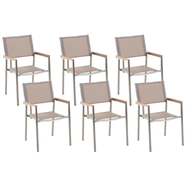 Beliani Gartenstuhl Beige Silber Heller Holzfarbton 58x55x87