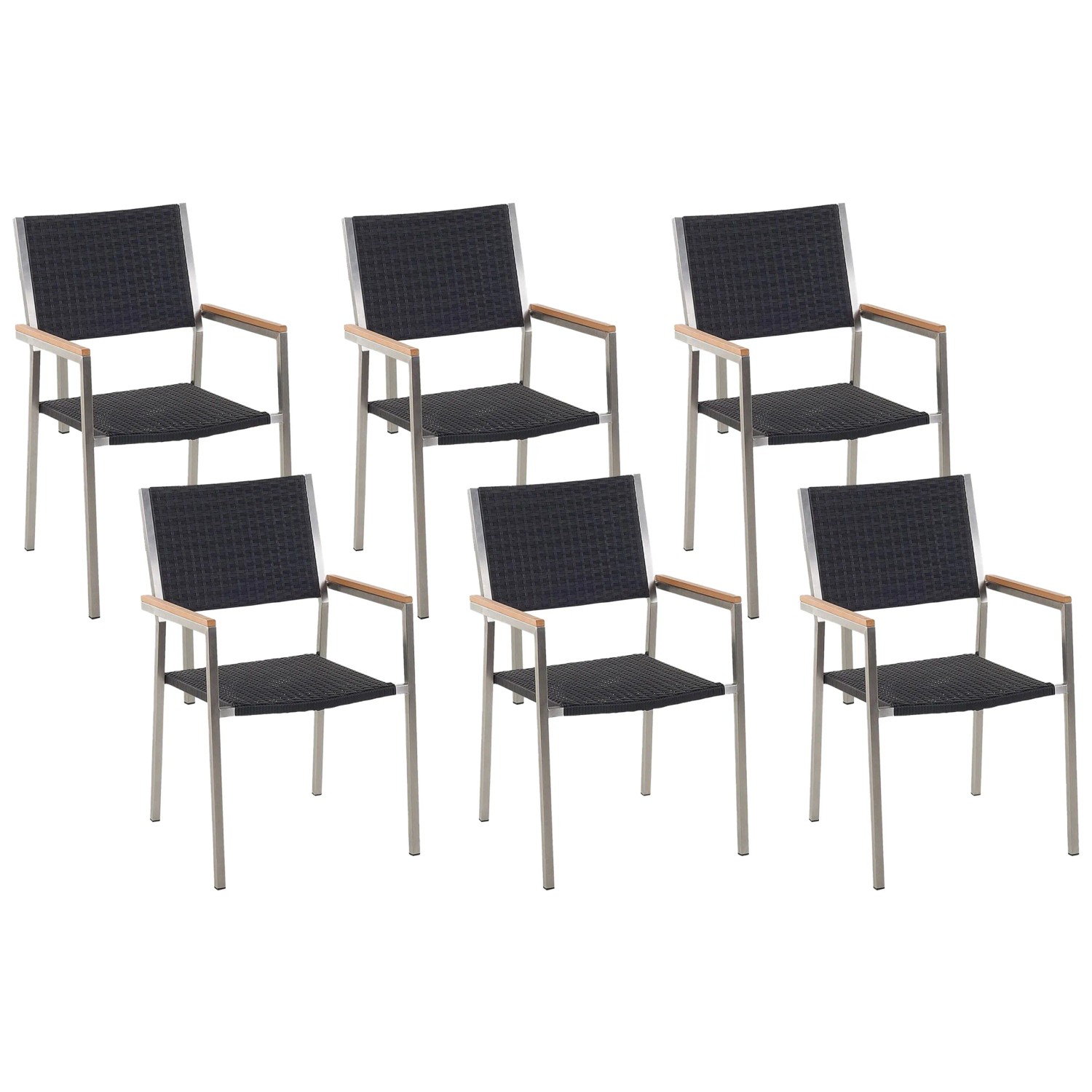 Beliani Esszimmerstuhl Schwarz Silber 58x55x87