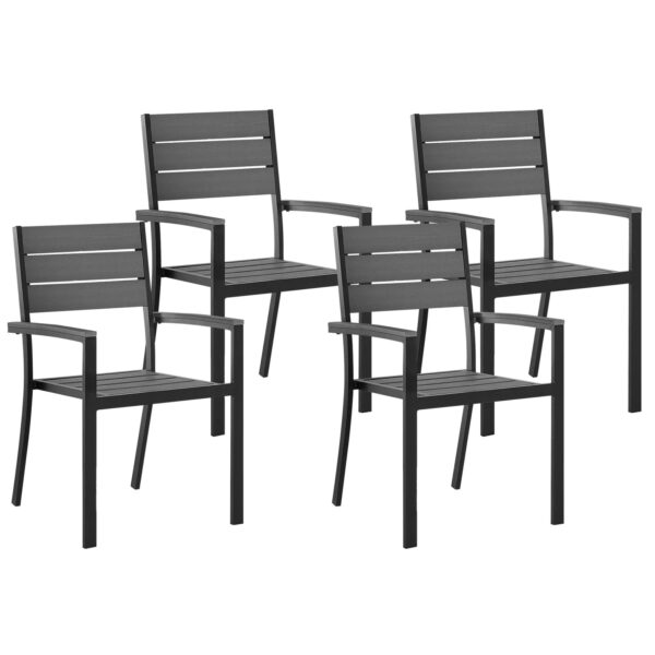 Beliani Gartenstuhl Grau Schwarz 57x57x90 Beliani Gartenstuhl Grau Schwarz 57x57x90