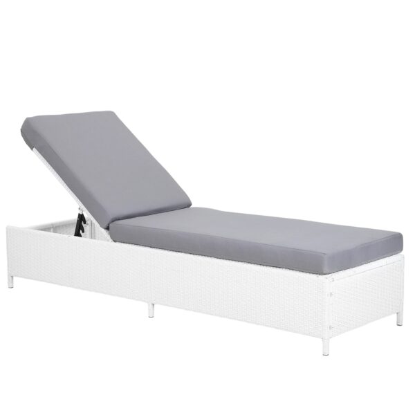 Beliani Gartenliege Weiss Grau 201x65x79