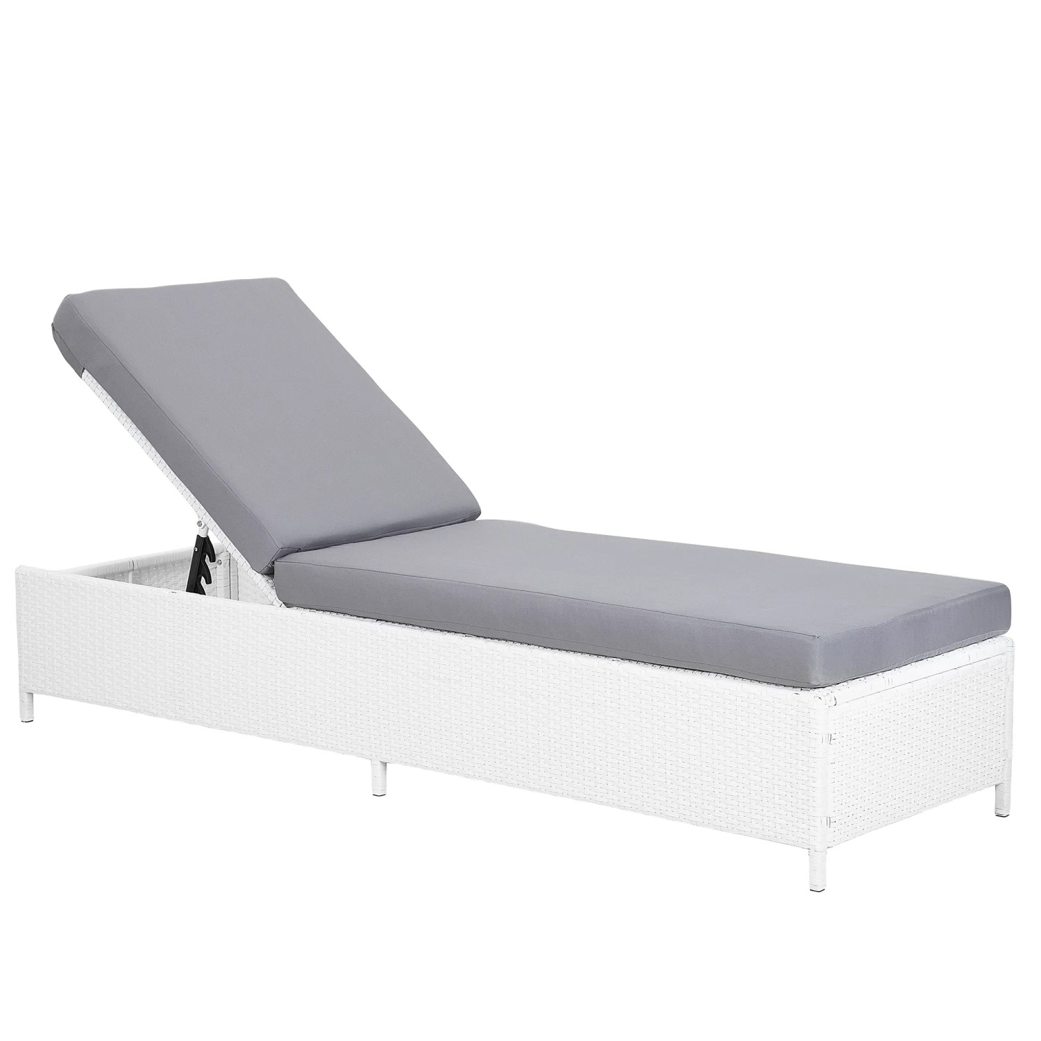 Beliani Gartenliege Weiss Grau 201x65x79