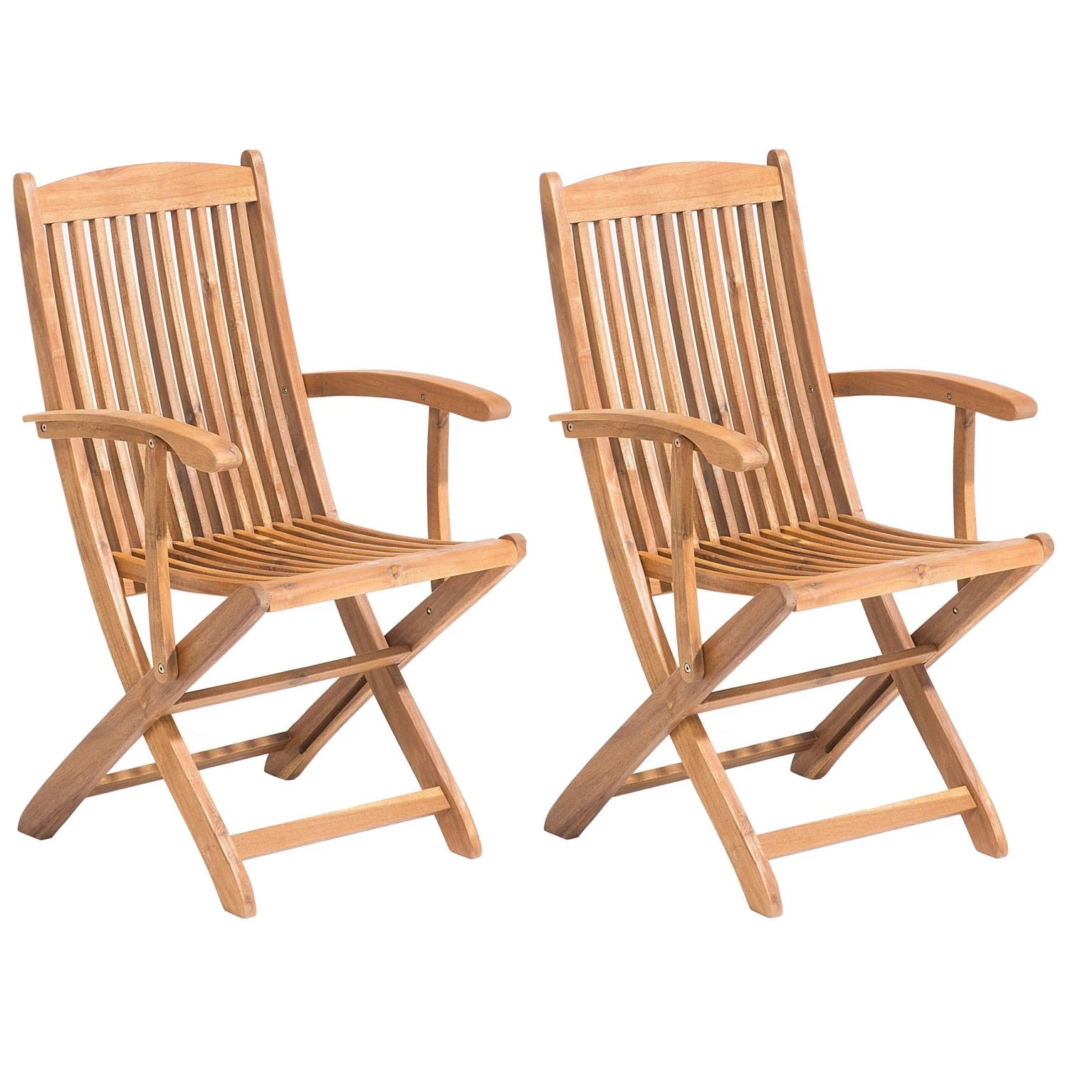 Beliani Gartenstuhl Heller Holzfarbton 48x42x93