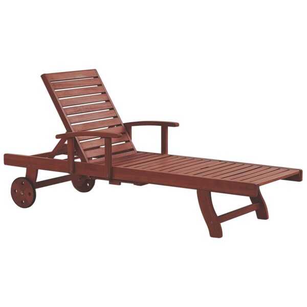 Beliani Gartenliege Dunkler Holzfarbton 196x64x74