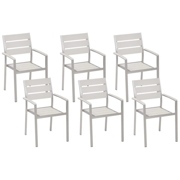 Beliani Gartenstuhl Weiss Silber 57x54x88 Beliani Gartenstuhl Weiss Silber 57x54x88