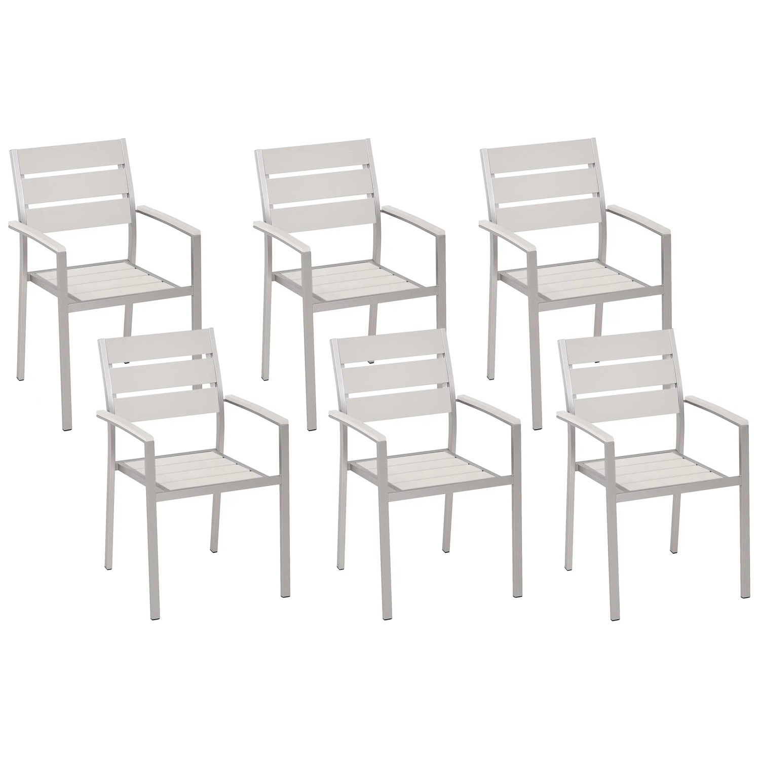 Beliani Gartenstuhl Weiss Silber 57x54x88