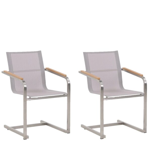 Beliani Gartenstuhl Beige Silber 55x56x85 Beliani Gartenstuhl Beige Silber 55x56x85