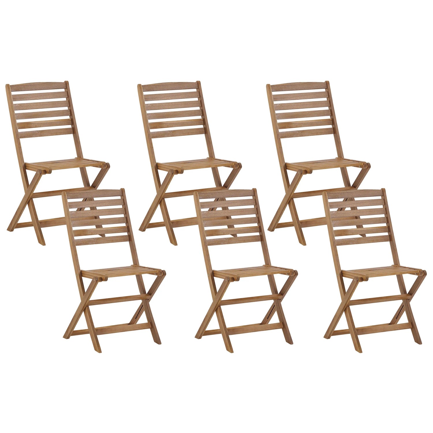 Beliani Gartenstuhl Heller Holzfarbton 47x52x91