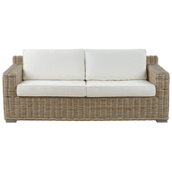 Beliani Gartensofa Naturfarben Beige Weiss 90x194x70